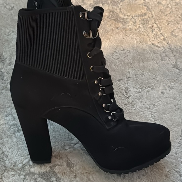 JustFab Ayah lace-up black faux suede heel booties Sz‎ 8 - Picture 8 of 11
